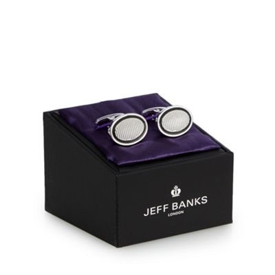 Jeff Banks Silver textured oval cufflinks in a gift box